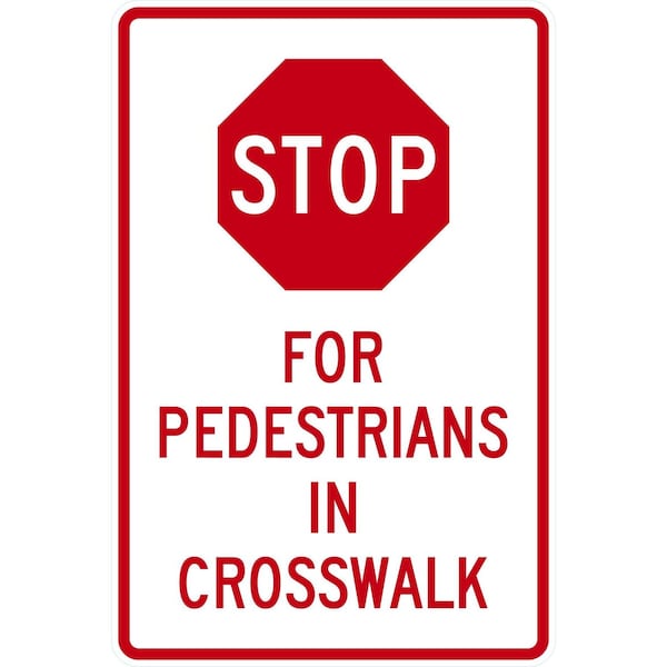 Lyle Stop, For Pedestrians In Crosswalk, 24x36, High Intensity Prismatic, White G-14322-HI_24x36 - main