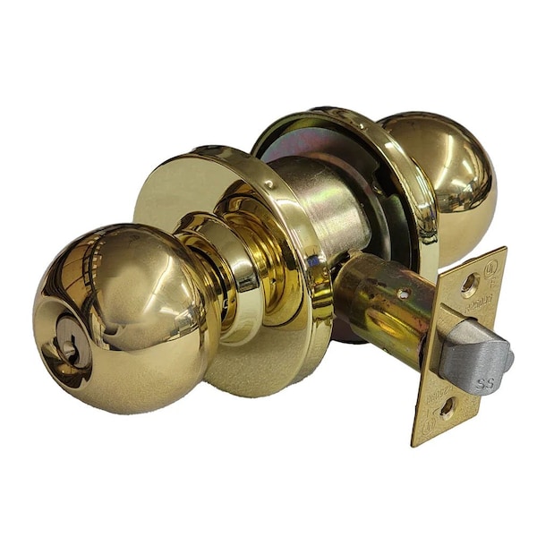 Ecs Hardware Commercial Door Knob Set, 2-3/4 Standard Backest, Polished Brass- Entrance, Grade 2 ECSH-CDK201-PB-ET - main