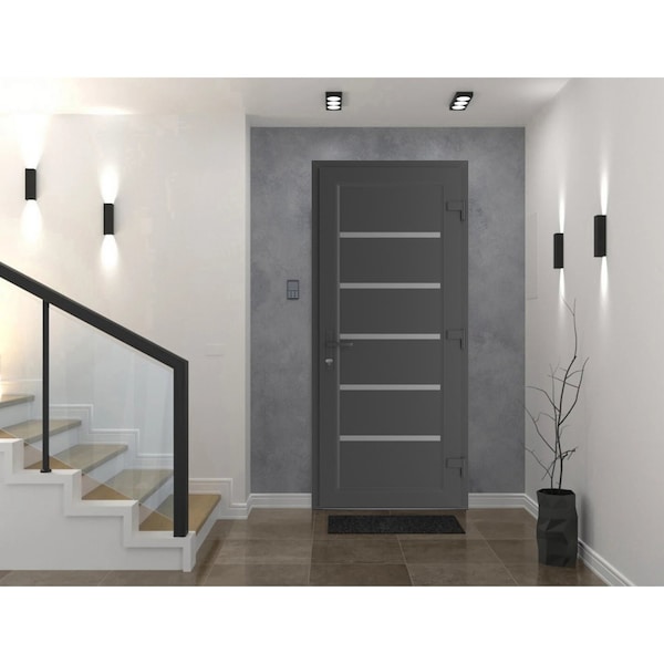 Vdomdoors Front Exterior Prehung Metal-Plastic Door, Manux 8415 Antracite Grey, Office Commercial and Residen MANUX8415EXD-ANT-W36xH80-LH - main