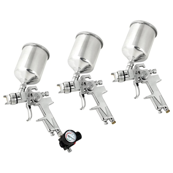 Performance Tool 3 pc. Spray Gun Set, 1.3mm 1.5mm 1.7mm Nozzles, 1000cc Cups M707 - main