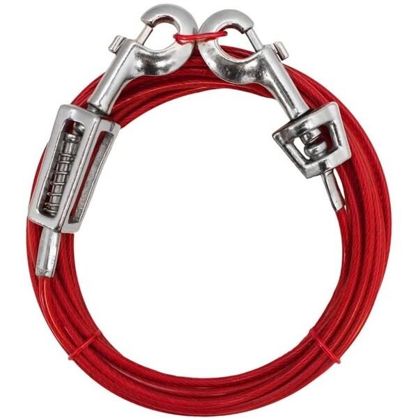 Boss Pet PDQ TieOut with Spring, 15 ft L BeltCable, For Large Dogs up to 60 lb Q3515SPG99 - main