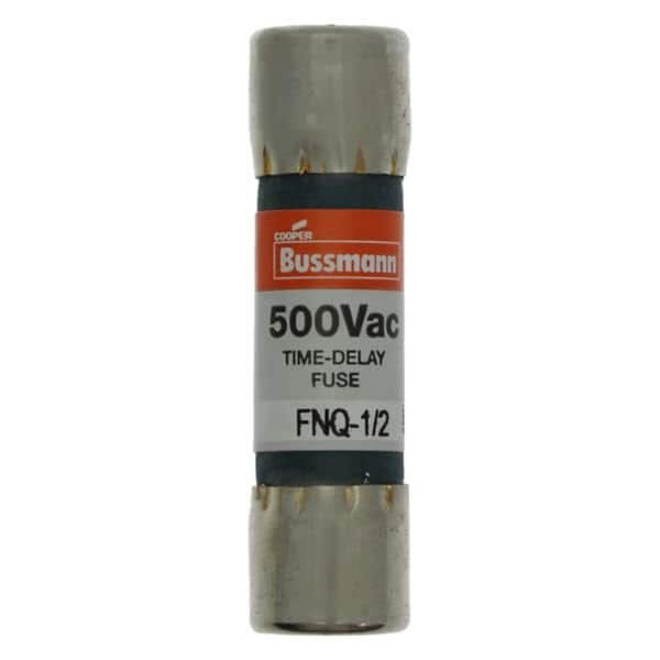 Eaton Bussmann Fuse, Time-delay, 0.5 A, Non-indicating, 10 kAIC at 500 Vac, 500 V, 10PK FNQ-1/2 - main