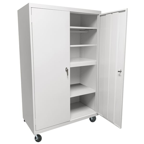 Steel Cabinets Usa Mobile Steel Storage Cabinet, 36" W, 78" H, White, 4 Shelves MAAH-36782RB-W - main