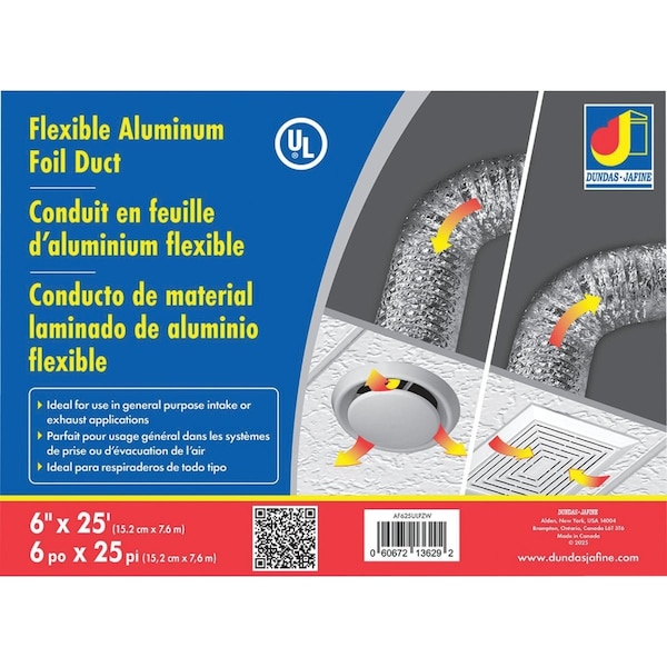 Dundas Jafine 6'' Dia x 25 Ft. L UL 181 Listed Aluminum Foil Flexible Ducting AF625ULPZW - main