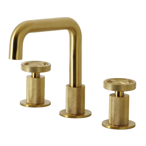 Kingston Brass Widespread Bathroom Faucet with Push Pop-Up Drain, Brushed Brass KS1417RNX - main