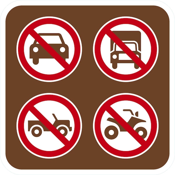 Lyle Campground No Automobiles Sign: No Car, , 12x12, Engineer Grade, Brown G-2335-EG_12x12 - main