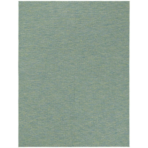 Homeroots 8' X 10' Blue And Green Geometric Indoor Outdoor Area Rug 551534 - main