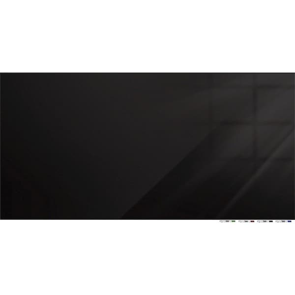 Ghent Magnetic Glassboard, 4Hx8 ft.W, 1/4", Black, Glass, 48", 96", Black ARIASM48BK - main