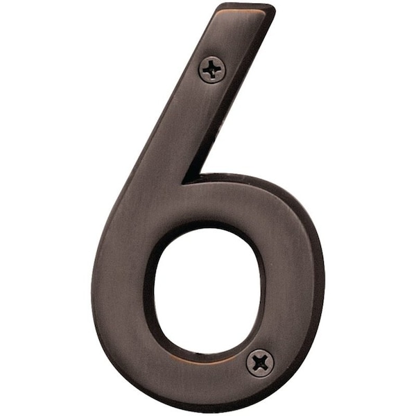 Hy-Ko Prestige Series House Number, Character: 6, 4 in H Character, Bronze Character, Brass BR-42OWB/6 - main