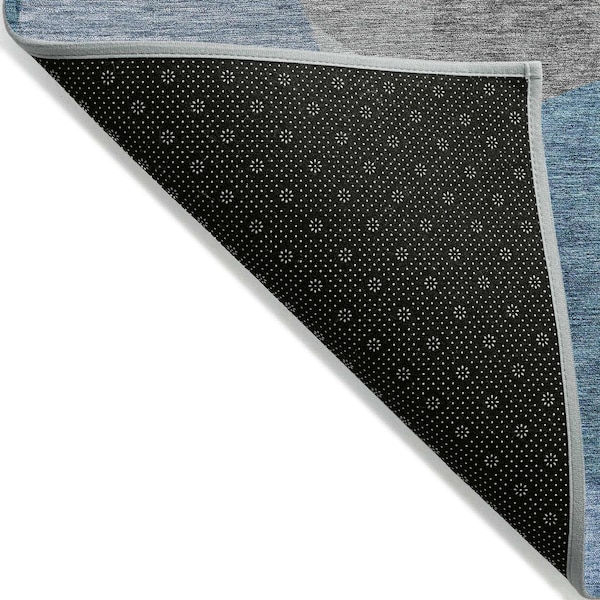 Homeroots 8' X 10' Denim Blue And Gray Abstract Washable Indoor Outdoor Area Rug 632152 - main