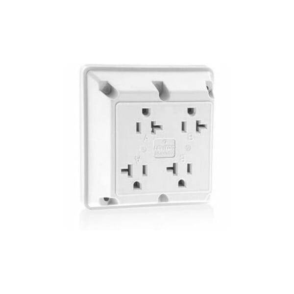 Leviton Quad Straight Blade Receptacle, 5-20R, 20 A, 125V AC, 2 Pole, 3 Wire, Flush Mount, Grounded 21254-W - main
