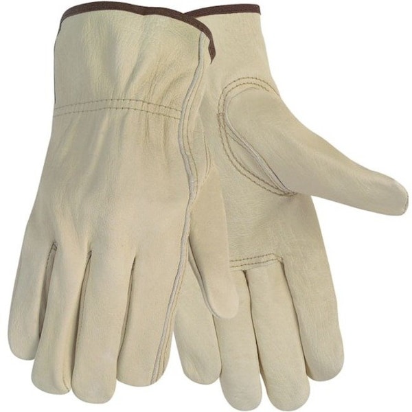Mcr Safety Gloves, Leather, Driver, Medium, Beige, PR 3215M - main