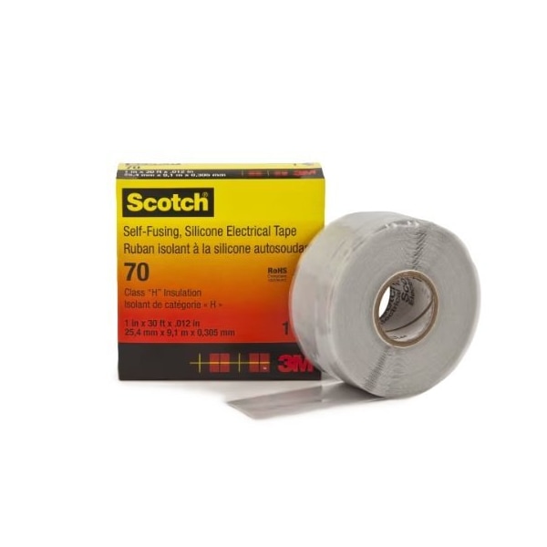 3M Self-Fusing Silicone Rubber El Tape 70, Sky Blue/Gray, 24PK 70-1X30FT - main