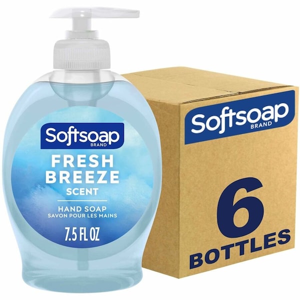 Softsoap Fresh Breeze Hand Soap, Fresh Breeze Scent, 7.50 fl oz, Pump Bottle Dispenser, Dirt Remover, 6PK US04964A - main