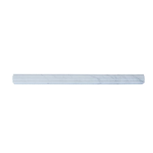 Apollo Tile Pearl White 1x12 Bianco Carrara Marble Honed Pencil Liner Tile Trim 0.67 sqft/case, 10PK APLMCA884HA - main
