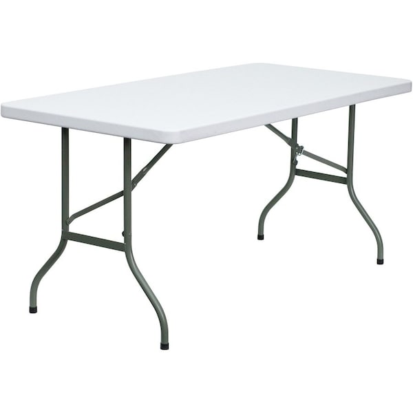 Flash Furniture Rectangle Wh 30X60 Plastic Fold Table, 30" W, 60" L, 29" H, Plastic Top, White DAD-YCZ-152-GG - main