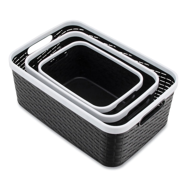 Advantus Boxes & Bins, Plastic, Black, 3 PK 39220 - main