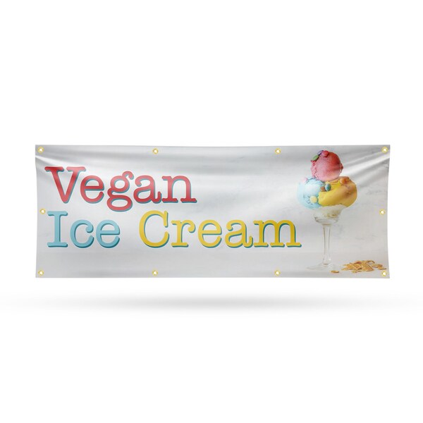 Signmission Vegan Ice Cream, 36 Inch x 96 Inch, Vinyl Banner B-96-30911 - main