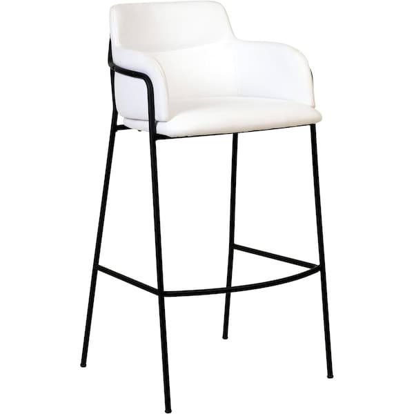 Leisuremod Axis Ergonomic Velvet/Polyester/Leather Bar Stool with Powder-Coated Steel AC29W - main