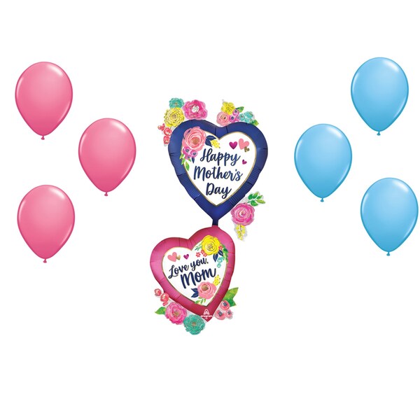 Loonballoon Mother's Day Theme Balloon Set, 52 Inch Mother's Day Satin Watercolor Floral Multi-Balloon 97719 - main
