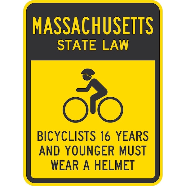 Lyle Bicyclists 16 Years And Younger Must Wear A Helmet (Cyc, 18x24, High Intensity Prismatic, Yellow G-10783-HI_18x24 - main