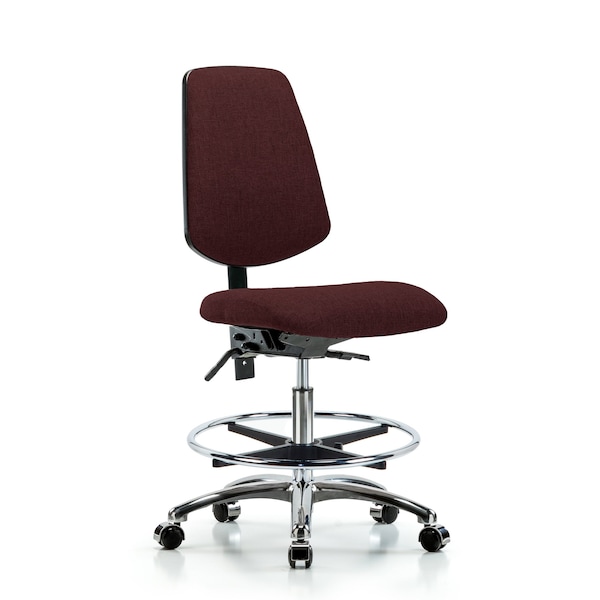 Blue Ridge Ergonomics Fab Med Bench Chair, Bk, CF, Cast, Bur, No Arms, 22" to 29" Height, Burgundy BR-FMBCH-MB-CR-T0-A0-CF-CC-F41 - main