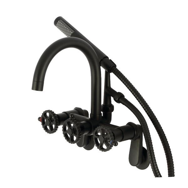 Kingston Brass 7-Inch Adjustable Wall Mount Clawfoot Tub Faucet, Matte Black AE8150CG - main