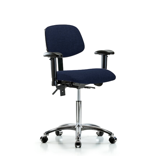 Blue Ridge Ergonomics Chair, Fab, Med Bench, Chr AA Casters, Nav, 6-Way Adjustable, 22" to 29" Height, Dark Blue BR-FMBCH-CR-T0-A1-NF-CC-F45 - main