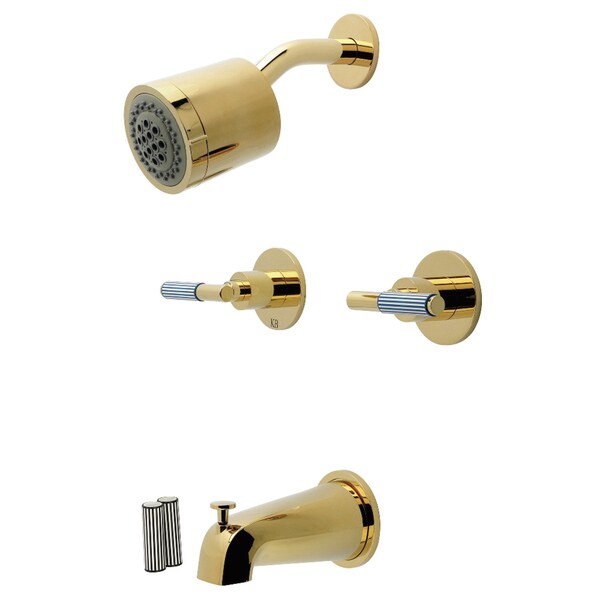 Kingston Brass Double-Handle Tub and Shower Faucet, Polished Brass KBX8142KPS - main