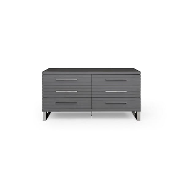 Homeroots 59" Grey Solid And Manufactured Wood Six Drawer Dresser 490822 - main
