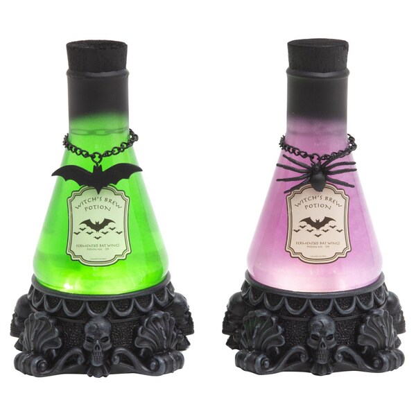 Gerson 8 in. Spinning Lighted Smoky Water Globe Potion Bottles Halloween Decor 2739530 - main