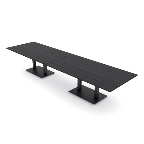 Skutchi Designs Rectangle Conference Table With Power Unit, 48 in W, 168 in L, Grey HAR-REC-48X168-DOU.BK-WA7949-NA - main