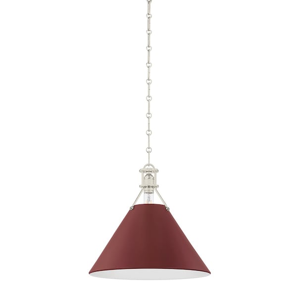 Hudson Valley Lighting Painted No. 2 16 in. Pendant in Polished Nickel/Soft Crimson by Mark D. Sikes MDS352-PN/CRN - main