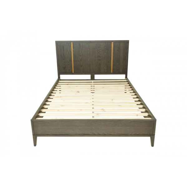 Homeroots Brown and Gold Wood King Bed Frame 486262 - main
