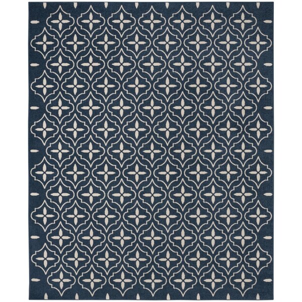 Homeroots 8' X 10' Navy Blue And Ivory Geometric Indoor Outdoor Area Rug 573066 - main