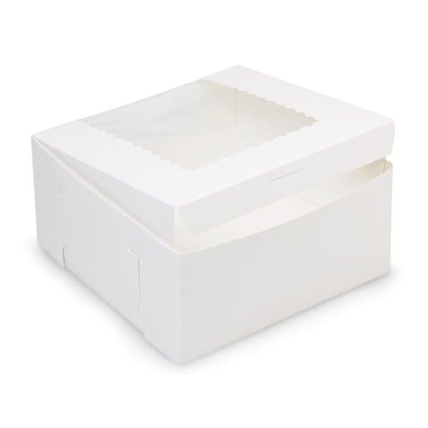 Nashville Wraps 8x8x4 White Window Bakery Cake Boxes, 1-piece Lock Corner, 100PK BBWHW884 - main