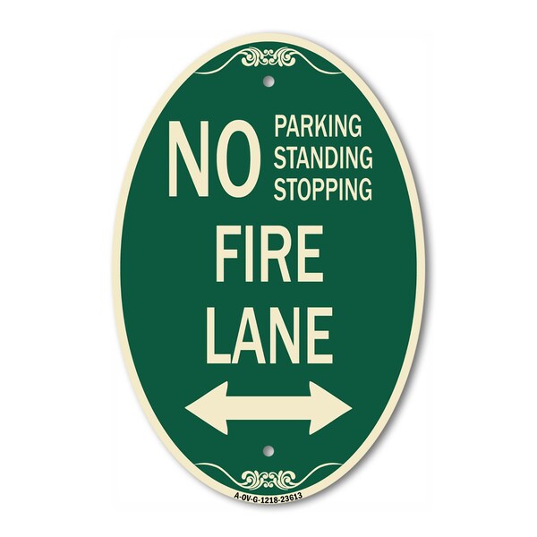 Signmission No Parking Standing or Stopping Fire Lane wit, 12 In X 18 In Architectural, Heavy Gauge Aluminum A-OV-G-1218-23613 - main