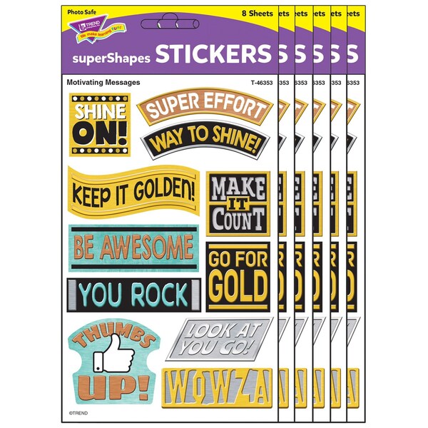 Trend I Heart Metal Motivating Messages superShapes Stickers, Large, 88-Piece Set, 6PK T46353 - main