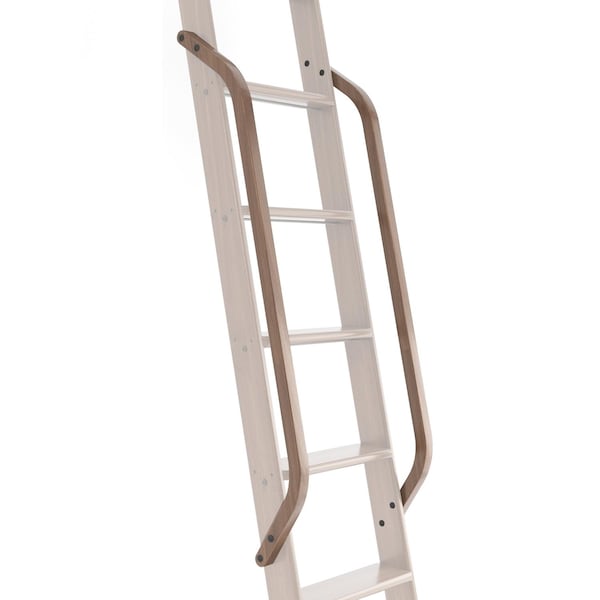 Quiet Glide Walnut Wood Library Ladder Handrail Black (No Ladder) QG.6309.WA.08 - main