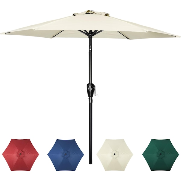 Simple Deluxe 7.5' Patio Umbrella Outdoor Table Market Yard Umbrella with Push Button Tilt/Crank, 6 Sturdy Ribs f LGBRLA7BGE - main