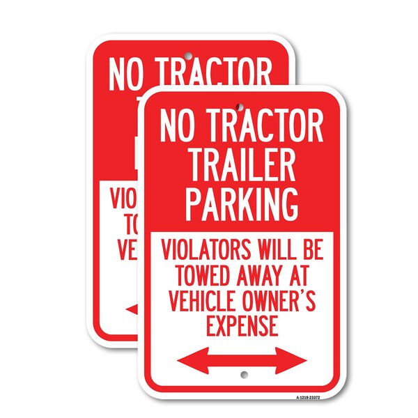 Signmission Parking Restriction Sign No Tractor Trailer Parking, Vi, 12'' X 18'', Heavy Gauge Aluminum, 2PK A-1218-2PACK-23372 - main