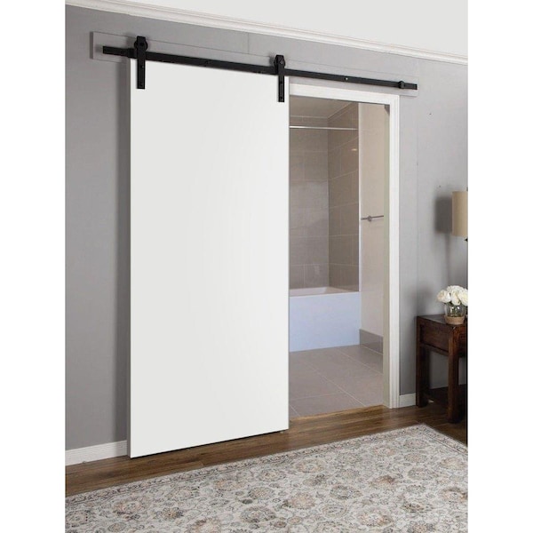 Sartodoors Sturdy Barn Door with Hardware, Planum 0010 White Silk, 6.6FT Rail Hangers Heavy Set, Modern Solid PLANUM0010BD-B-WS-42 - main
