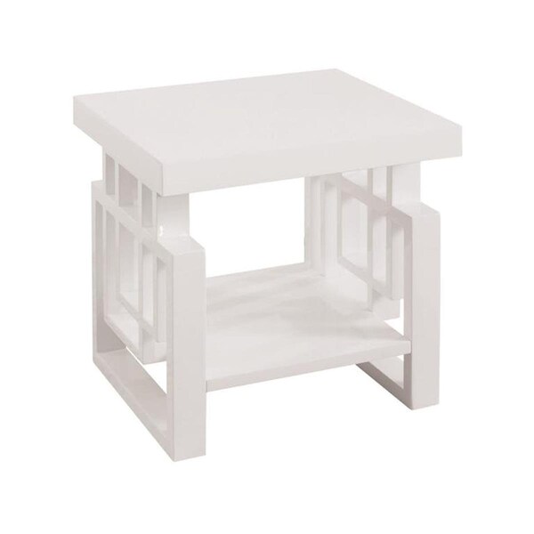 D2D Technologies 22 x 22 x 19.75 in. Living Room End Table, Glossy White D2734601 - main