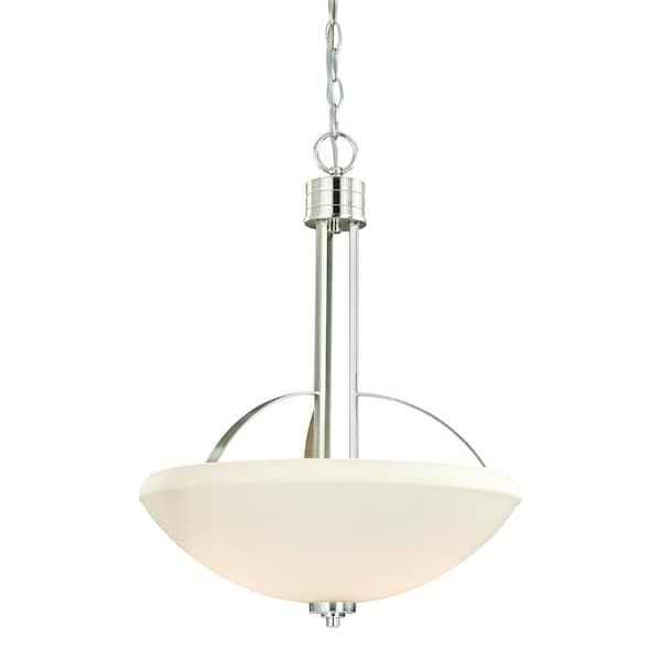 Vaxcel Solna 3 Light Satin Nickel Bowl Pendant White Glass SA-PDU170SN - main