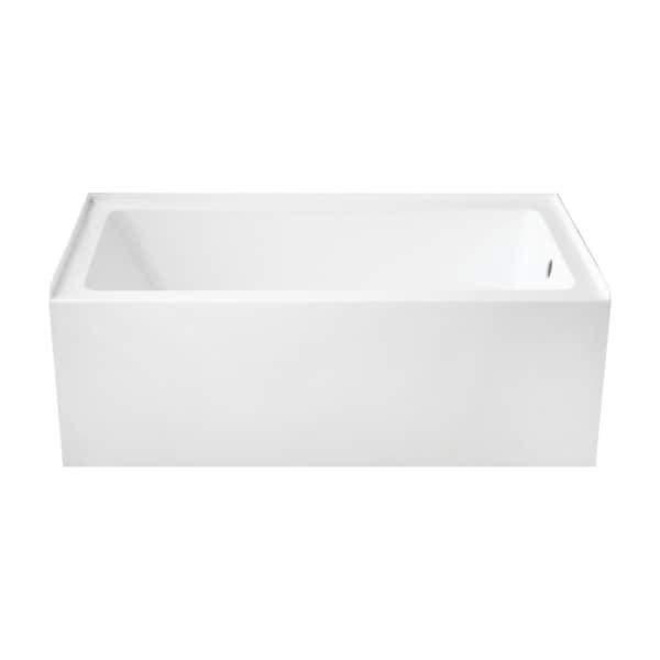 Kingston Brass 60" Acrylic Rectangular 3-Wall Alcove Tub, Right Hand Drain Hole, Glossy White VTAP6032R22 - main
