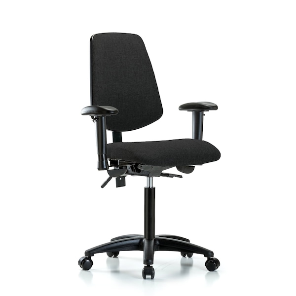 Blue Ridge Ergonomics Fab Med Bench Chair, Bk, Cast, Blk, 6-Way Adjustable, 22" to 29" Height, Black BR-FMBCH-MB-RG-T1-A1-NF-RC-F42 - main