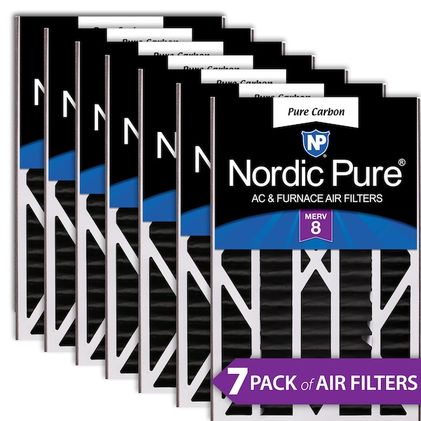 Nordic Pure 16x25x3 Pure Carbon Pleated Air Filter, High Capacity, MERV 8, 7 PK 16x25x3ABPCP-7 - main