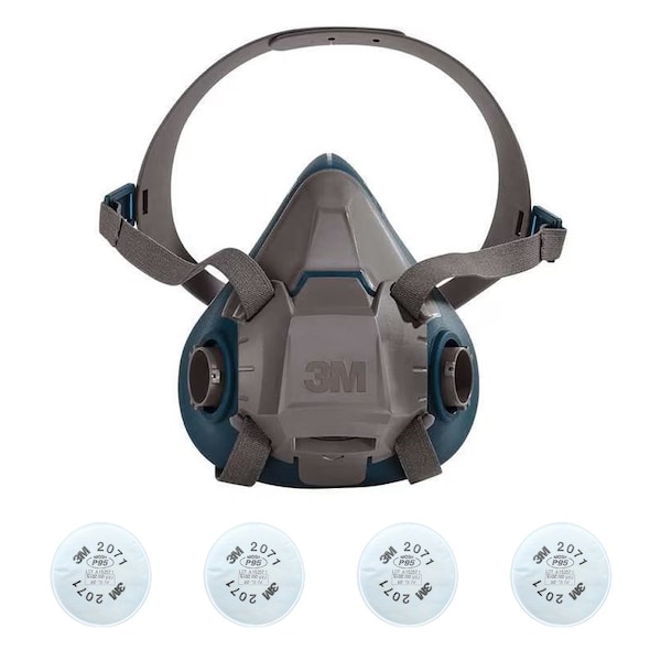 3M Half Mask Respirator Kit: 4 Cartridges Included, 6500 Sereis, P95 Filter, Silicone, Size S 29WT65-4MH55 - main