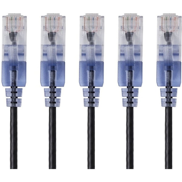Monoprice SLIM CAT6A CABLE - 5-PACK - 3FT BLACK, 5PK 15129 - main