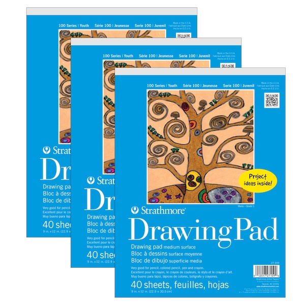 Strathmore 100 Series Drawing Pad, 40 Sheet, 9x12 inch, 3PK P27-109-1 - main